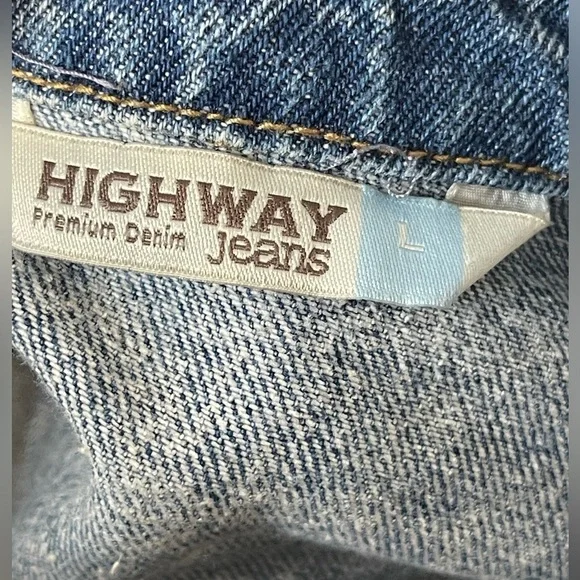 Highway Jeans Denim Jacket Shredded Cropped With Elastic Size L - Picture 9 of 9